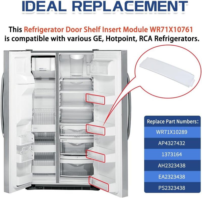 KOZHOM [Upgraded] WR71X10761 Fridge Shelf Trim (Clear) for GE Refrigerators, Door Shelf Insert Module Replacement Part, Replaces WR71X10289, AP4327432 - Image 3